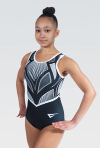 Destiny Black and Black Blue Sleeveless Gymnastics Leotard