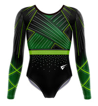 Aspire Elite Lime Green Competition Long Sleeve Girls Gymnastics Leotard