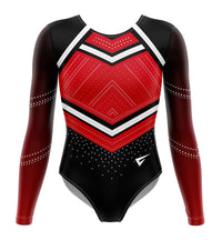 Contender Red Black N White Competition Long Sleeve Girls Gymnastics Leotard