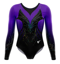 Nyra Purple n Black Long Sleeve Competition Gymnastics Leotard