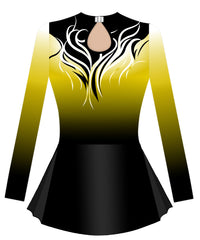 RSF Ares Yellow Skating Competition Long Sleeved Skater Dress