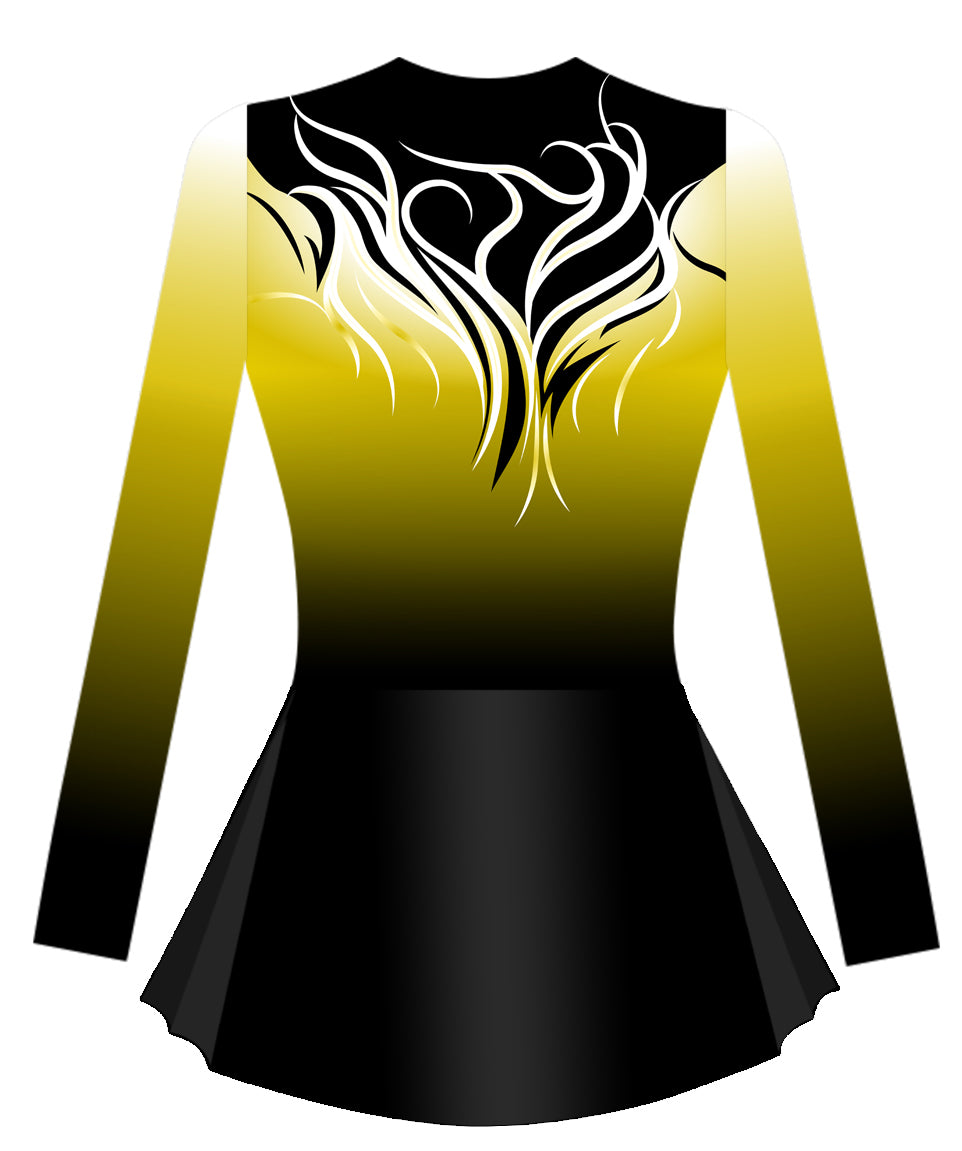 RSF Ares Yellow Skating Competition Long Sleeved Skater Dress
