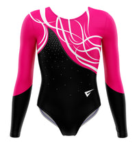Vega in Pink and Black Long Sleeve Deluxe Gymnastics Leotard