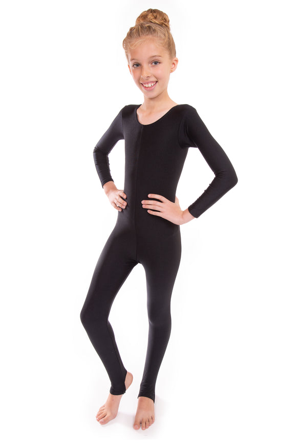 Black Long Sleeved Girts and Ladies Dance Catsuit Unitard