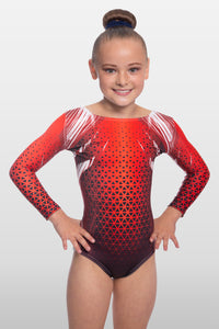 Viper Red Long Sleeve Gymnastics Leotard
