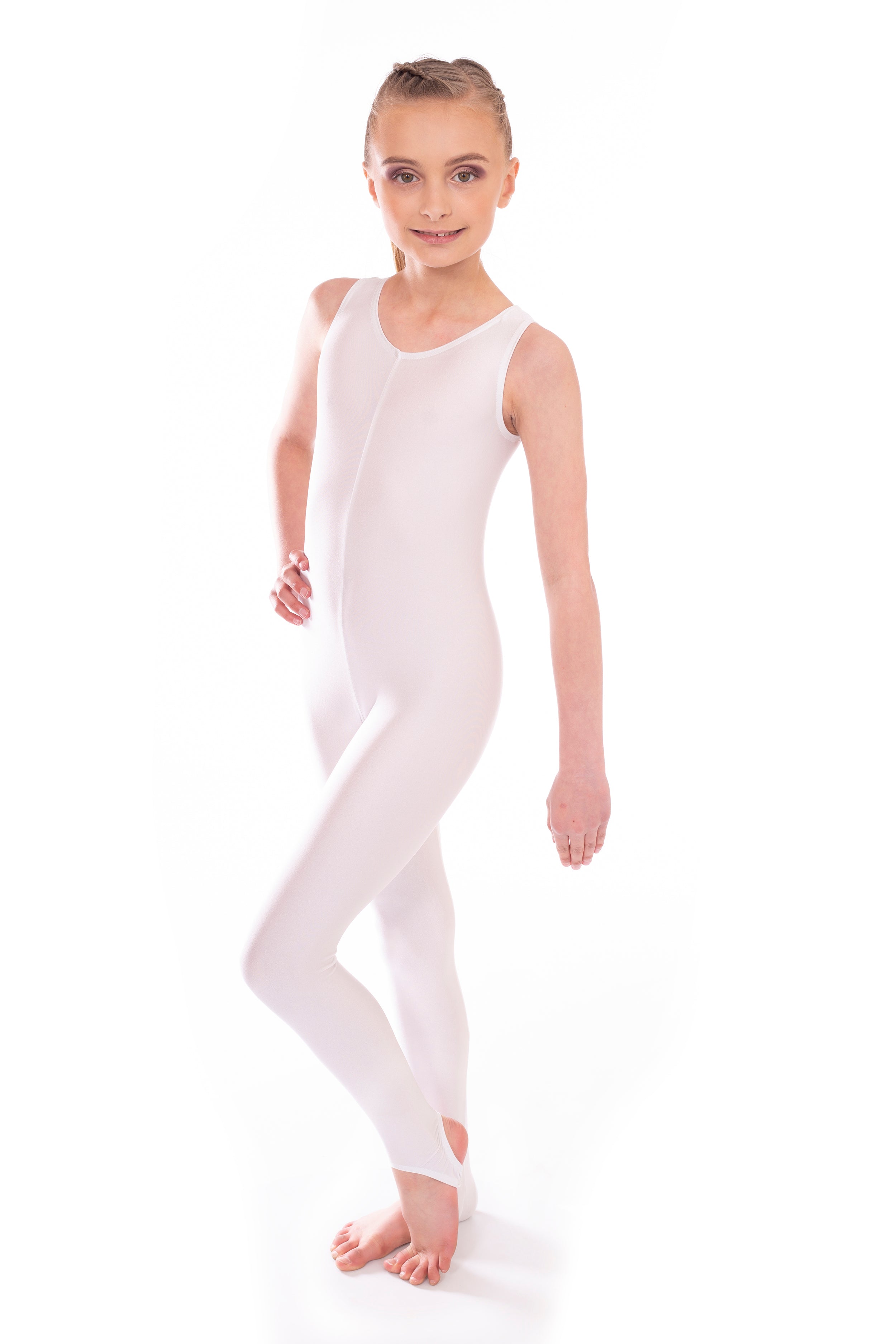 White Short Sleeved Dance Unitard Catsuit Velocity Pro Sport