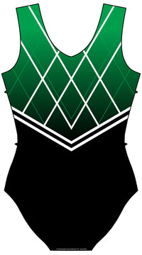 Clyde Valley Club Green to Black Uniform Sleeveless Leotard