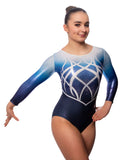 Medea Blue Competition Long Sleeve Girls Gymnastics Leotard