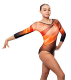 Kiki Orange Long Sleeve Deluxe Gymnastics Leotard