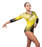 Kiki Yellow Long Sleeve Deluxe Gymnastics Leotard