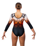 Andromeda Orange Gymnastics Long Sleeve Gymnastics Leotard
