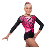 Amari Pink Long Sleeve Deluxe Gymnastics Leotard