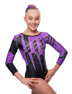 Inaya Purple Long Sleeve Deluxe Gymnastics Leotard