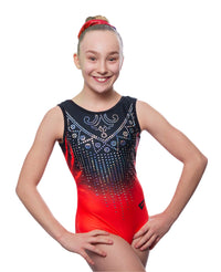 Kali Red Sleeveless Girls Gymnastics Leotard