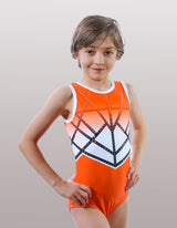 Celeste Orange n Black Sleeveless Tank Girls and Adult Gymnastics Leotard