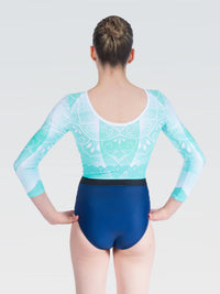 Skylar Turquoise Long Sleeve Gymnastics Leotard