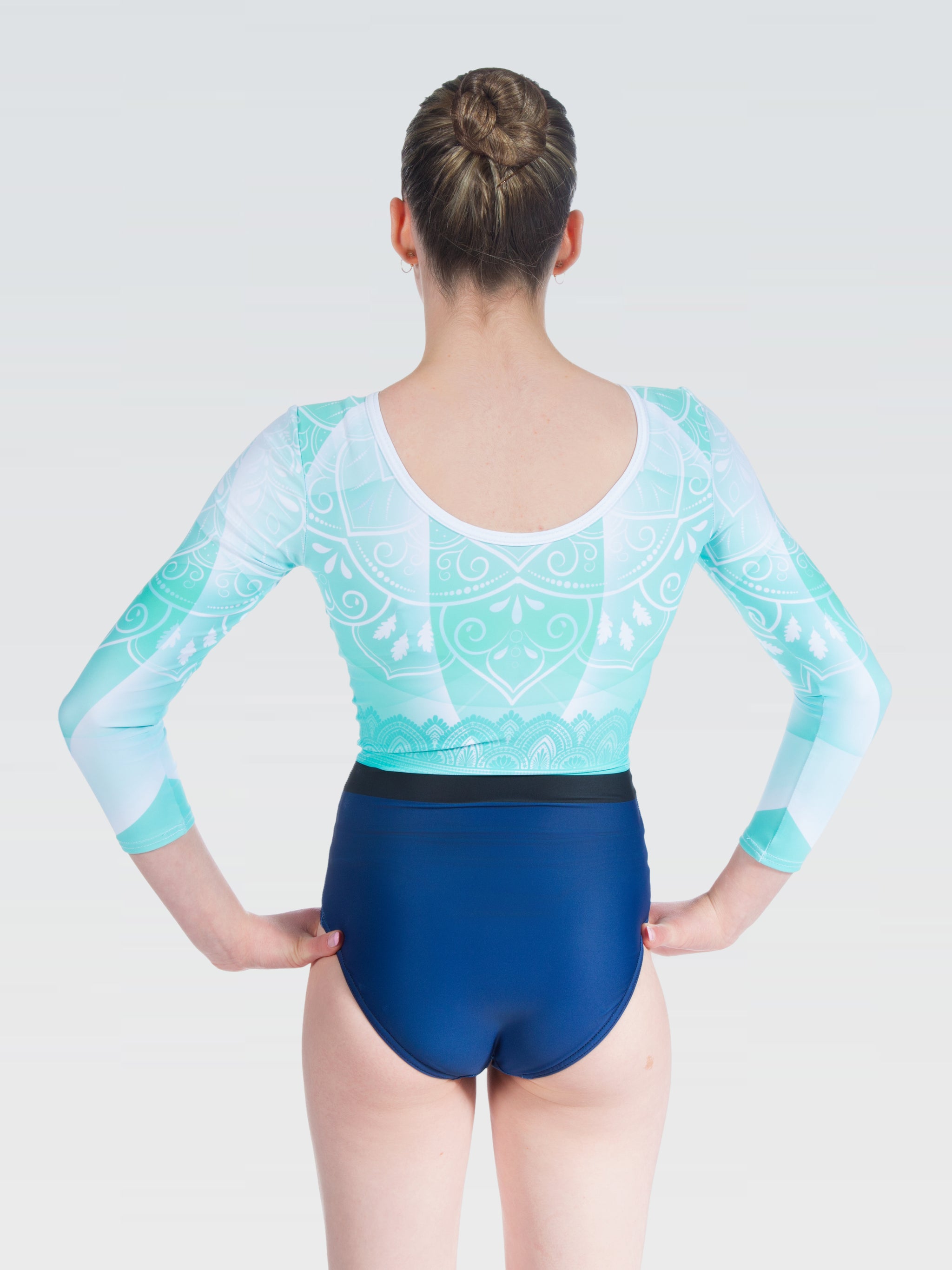 Skylar Turquoise Long Sleeve Gymnastics Leotard