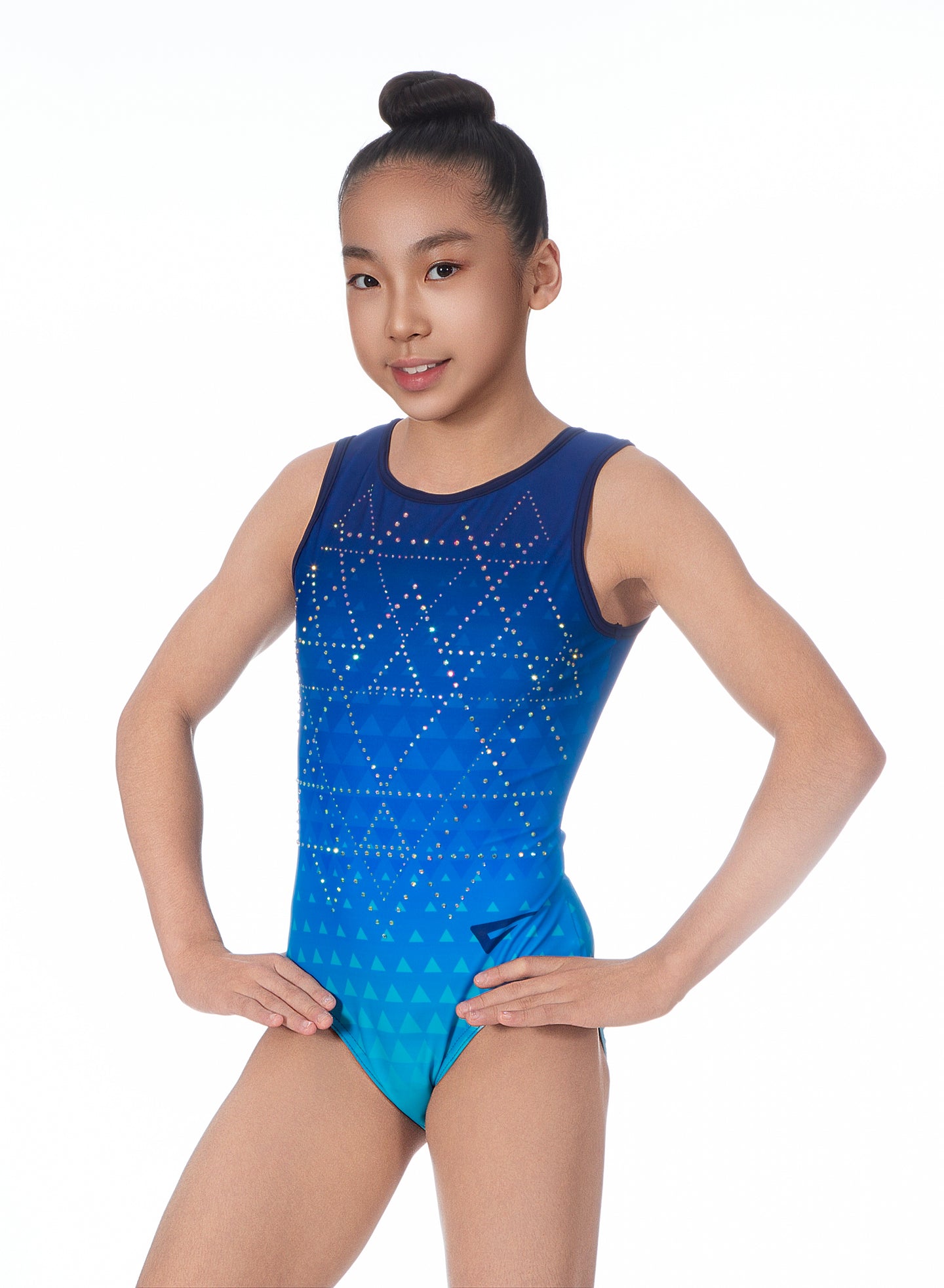 Allegro Blue Sleeveless Girls Gymnastics Leotard