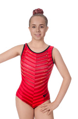 Tremor Red Sleeveless Girls Gymnastics Leotard