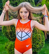 Celeste Orange n Black Sleeveless Tank Girls and Adult Gymnastics Leotard