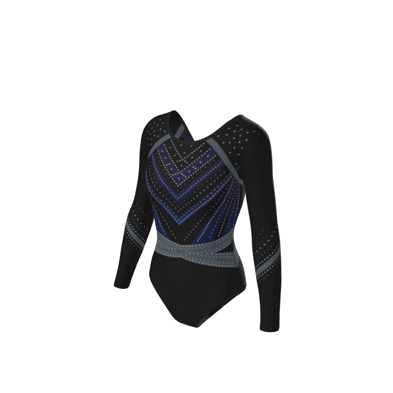 Long sleeve gymnastics leotard in a club competition style