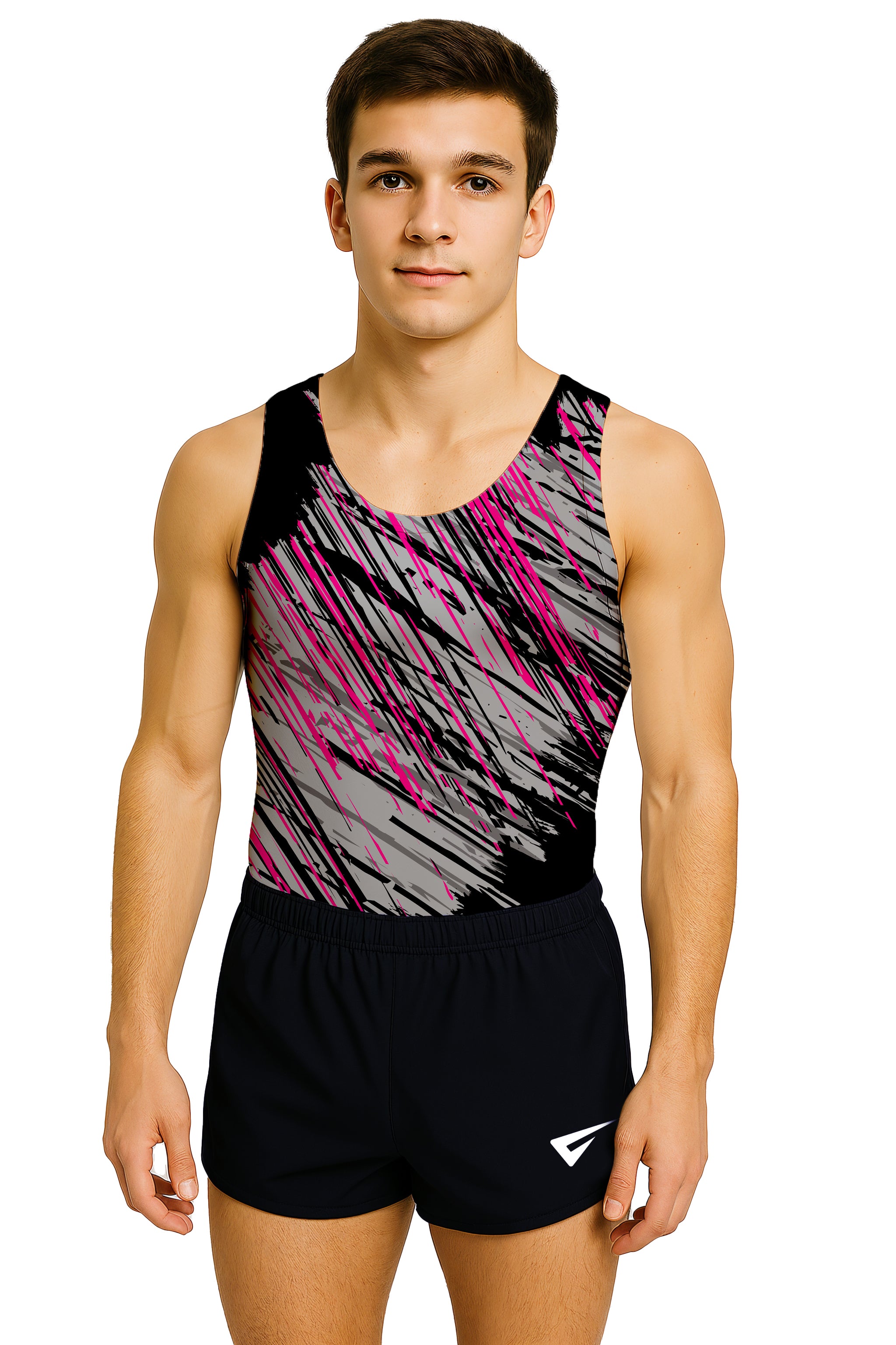 Acrux Pink n Black Sleeveless Uniform Leotard For Boys And Men