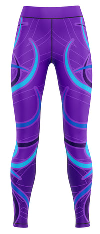 Blue activewear leggings with streamlined fit suitable for gymnastics and dance