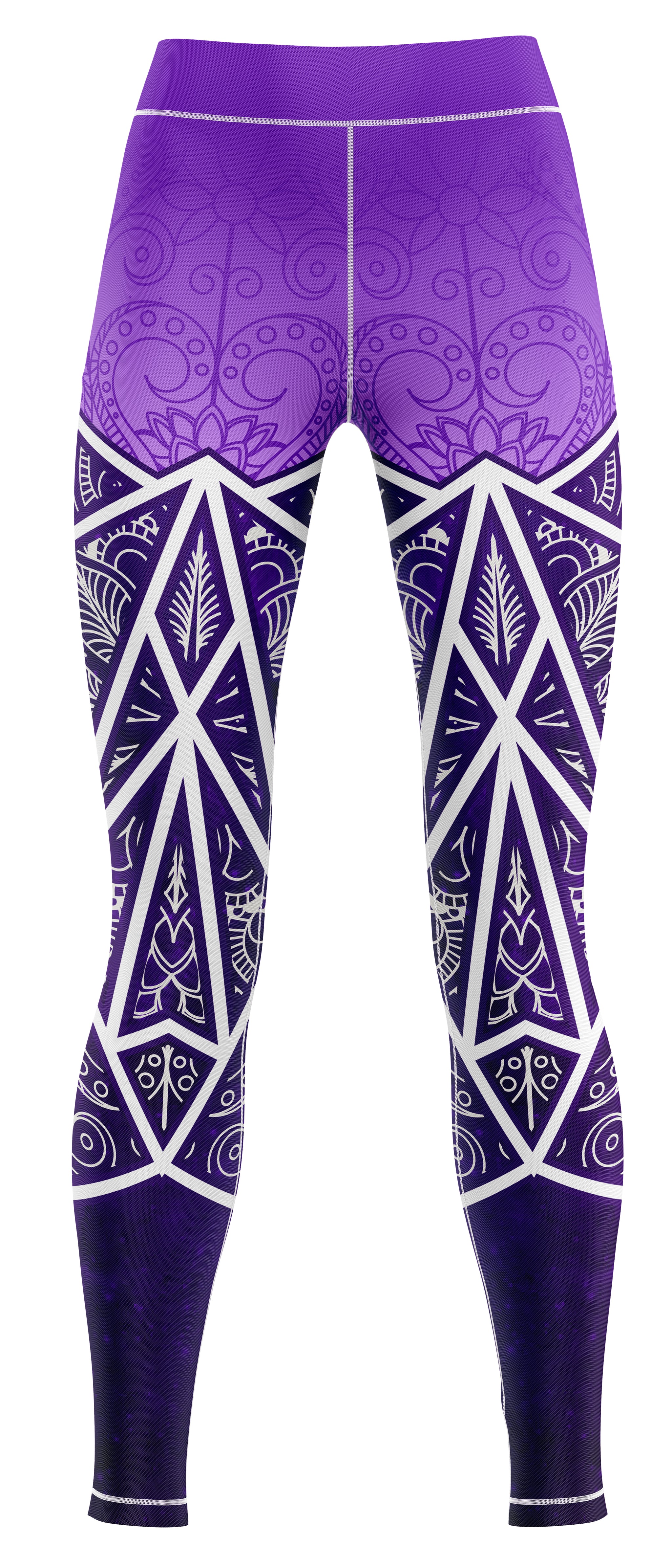 Blue girls' activewear leggings displayed on a plain background