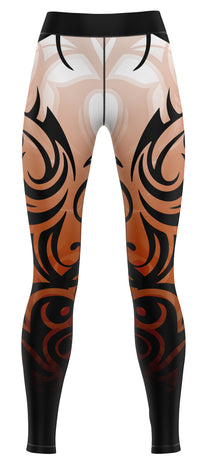 Bright orange athletic leggings suitable for gymnastics and dance
