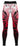 Red gym leggings laid flat showing full length and streamlined fit
