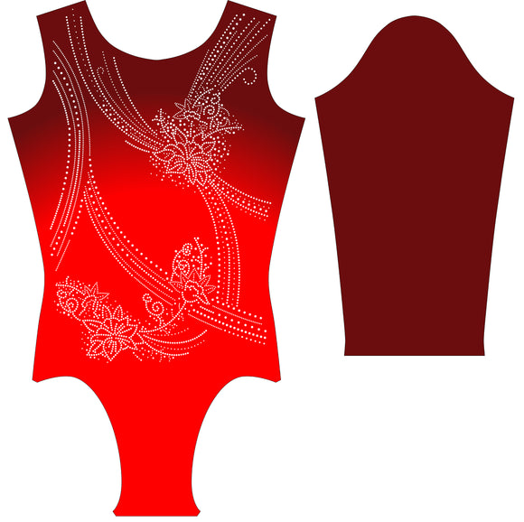 Anemone Red Long Sleeve Gymnastics Leotard for Girls