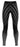 Pair of blue girls' athletic leggings laid flat showing full-length fit