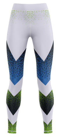 Blue girls' activewear leggings suitable for gymnastics, dance and training