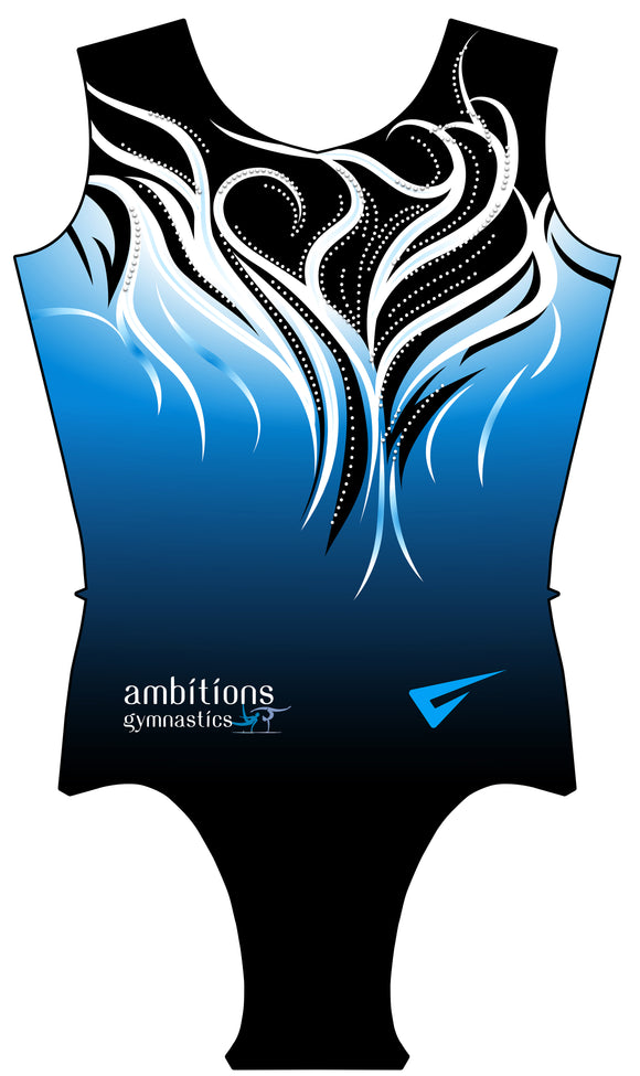 Ares Blue Ambitions Gymnastics Club Uniform Sleeveless Gymnastics Leotard