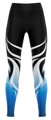 Pair of activewear leggings displayed on a plain background