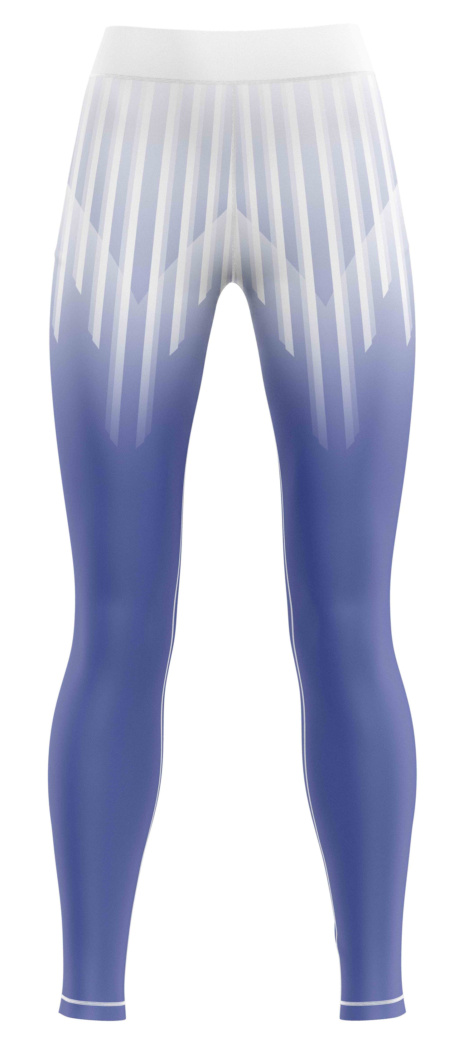 Blue girls' activewear leggings on plain background