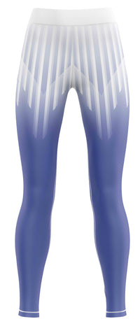 Blue girls' activewear leggings on plain background
