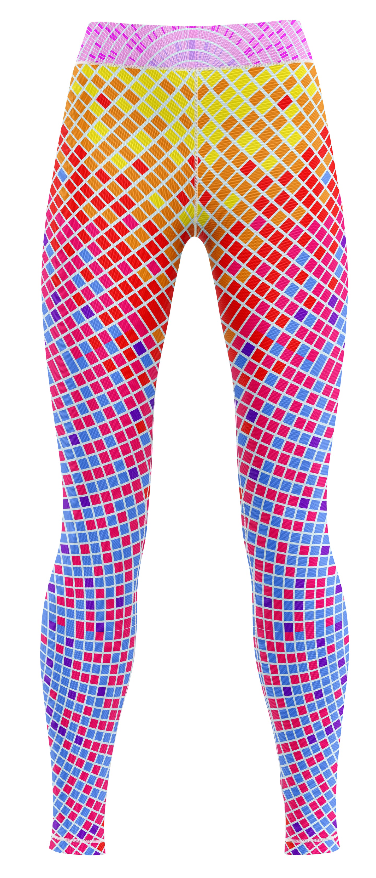 Blue activewear leggings displayed against a plain background