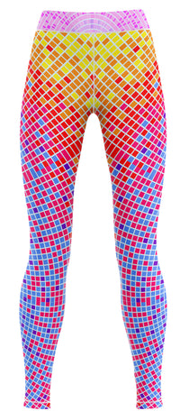 Blue activewear leggings displayed against a plain background
