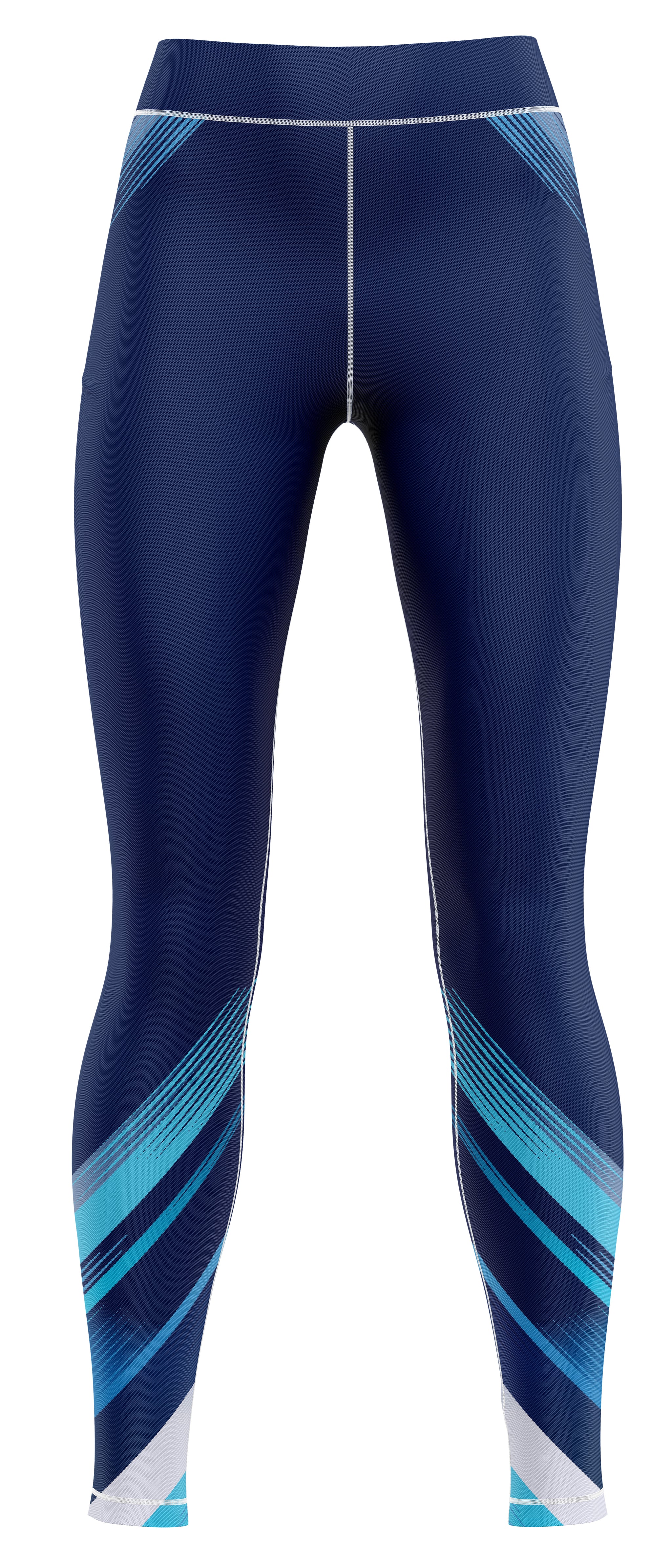Blue girls' athletic leggings laid flat