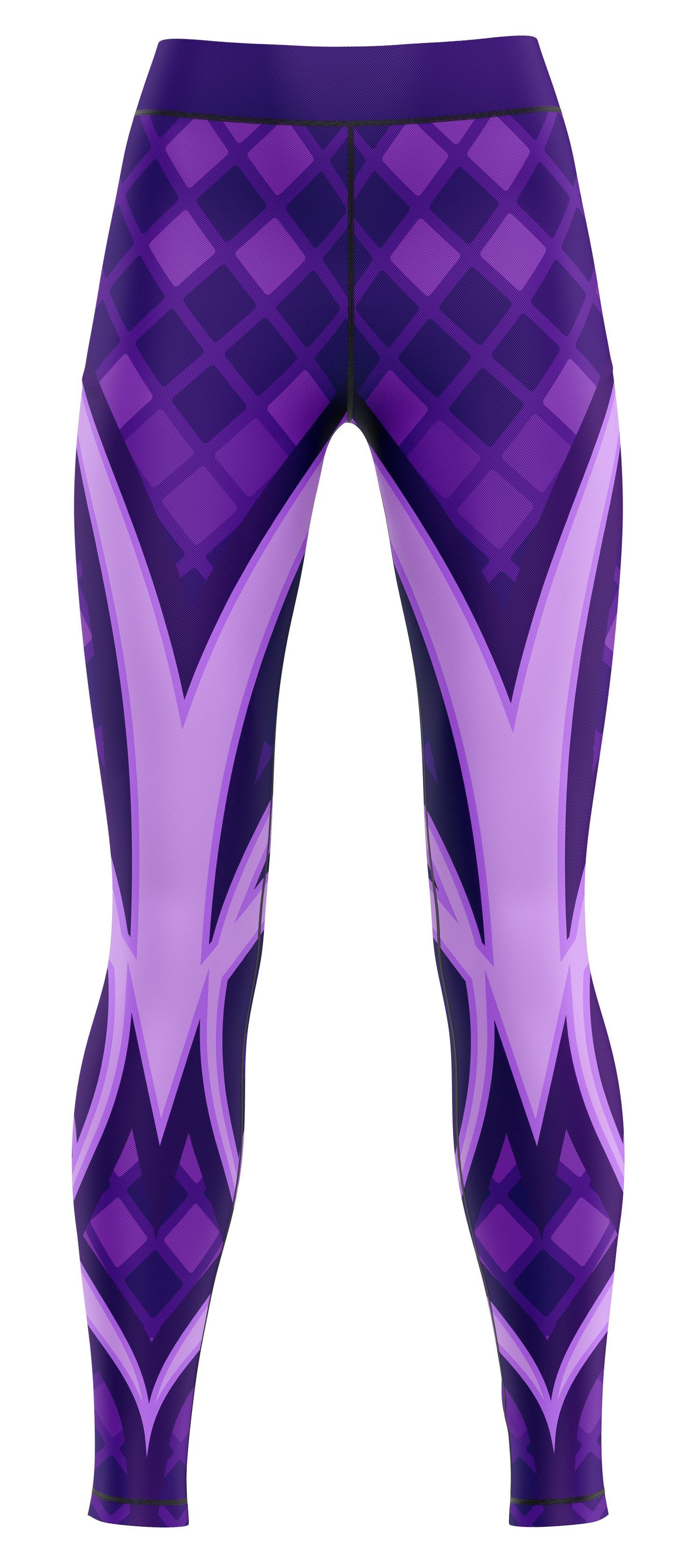Blue activewear leggings laid flat showing full-length silhouette
