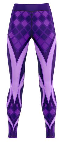 Blue activewear leggings laid flat showing full-length silhouette