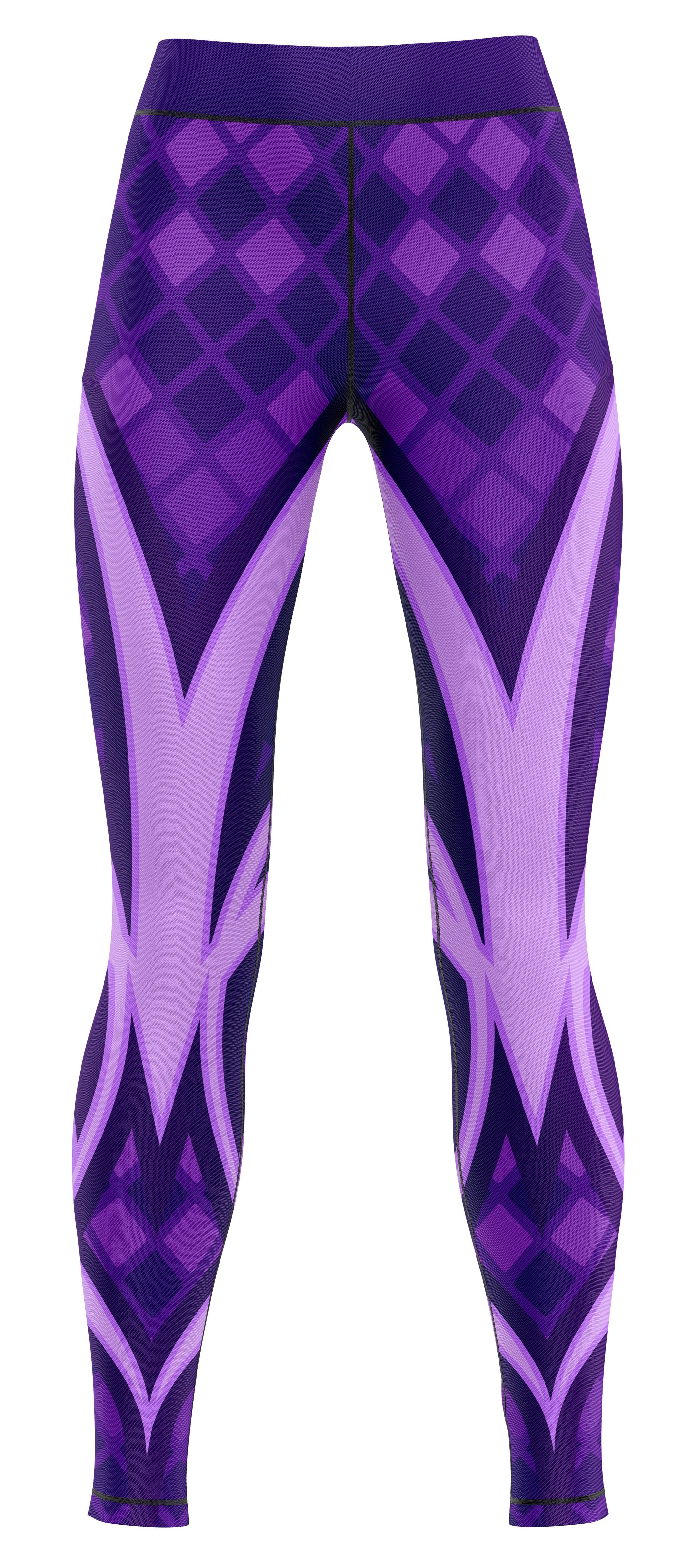 Blue activewear leggings laid flat showing full-length silhouette