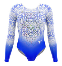 Fundamental Movement Academy Club Festival Blue Long Sleeve Gymnastics Leotard For Girls