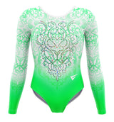 Fundamental Movement Academy Club Wythall Green Long Sleeve Gymnastics Leotard For Girls