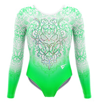 Fundamental Movement Academy Club Green Long Sleeve Gymnastics Leotard For Girls
