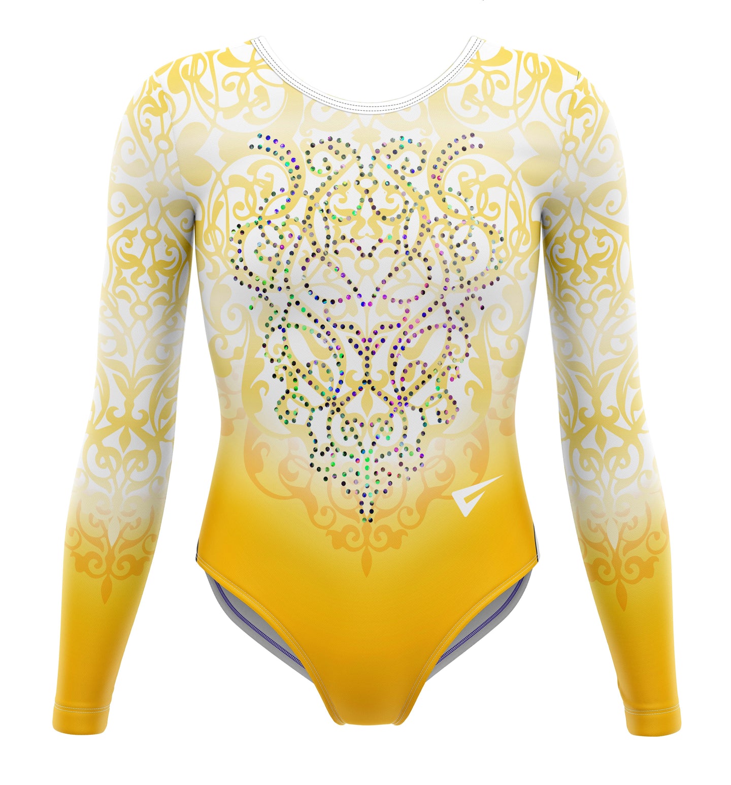 Fundamental Movement Academy Club Festival Yellow Long Sleeve Gymnastics Leotard For Girls