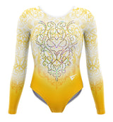 Fundamental Movement Academy Club Evesham Yellow Long Sleeve Gymnastics Leotard For Girls