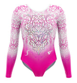 Fundamental Movement Academy Club Festival Pink Long Sleeve Gymnastics Leotard For Girls