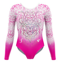 Fundamental Movement Academy Club Festival Pink Long Sleeve Gymnastics Leotard For Girls